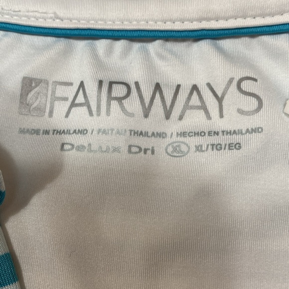 NWT Fairways Golf Top Size XL Sleeveless Split Collar Teal/White Stripe Deluxdri - Picture 8 of 12